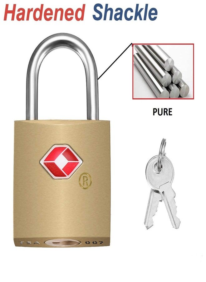 KANABEE قفل نحاسي صغير من كانابي - عبوة من قطعتين - معتمد من إدارة أمن النقل الأمريكية (TSA) مع مفاتيح، أقفال دولية لحقائب السفر (ذهبي) - Image 5